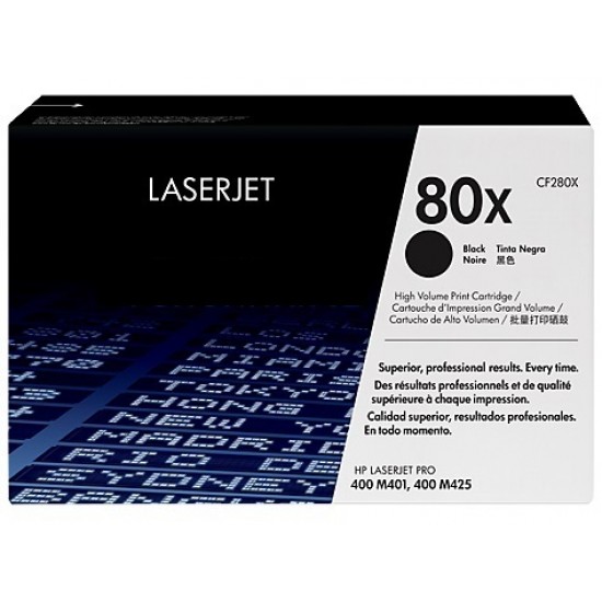 HP 80X CF280X 6,900 pages Black Toner Cartridge - for M401 M425 Genuine Refurbished HP 80X CF280X 6,900 pages Black Toner Cartridge - for M401 M425 Genuine Refurbished