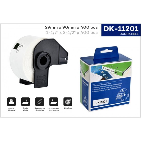 Compatible Brother DK11201 Label 29mm x 90mm - 400 per roll Tonerink Brand Compatible Brother DK11201 Label 29mm x 90mm - 400 per roll Tonerink Brand